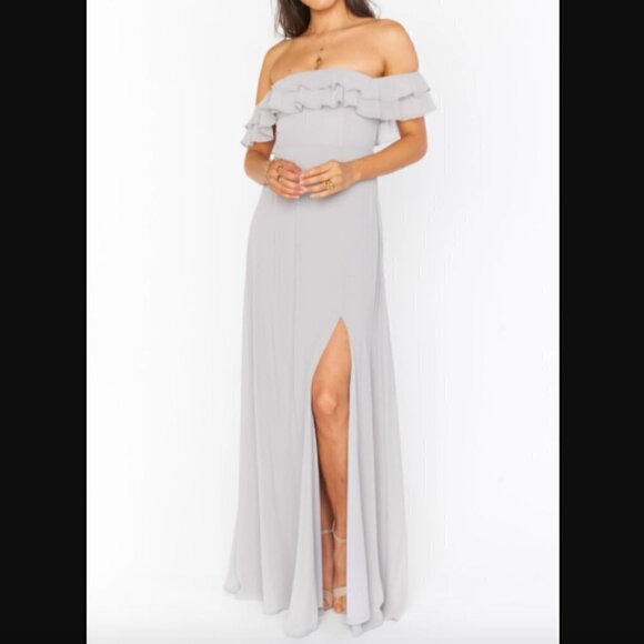 Show Me Your Mumu Emma Ruffle Maxi Dress in Gray - Picture 1 of 8